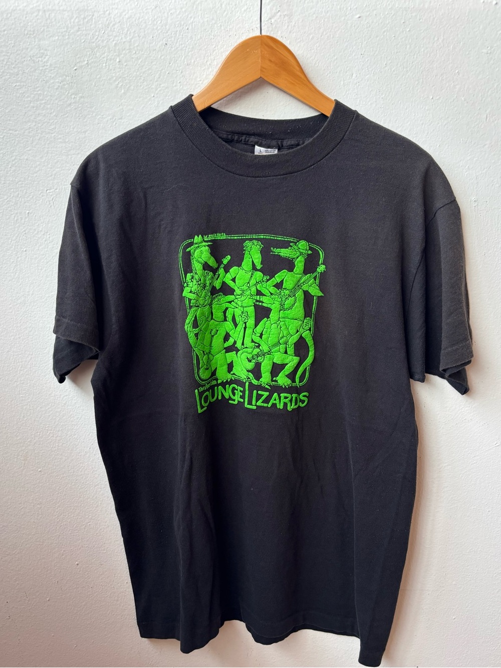 Fruit of the Loom lounge lizards Black T-Shirt with Neon Green Graphic